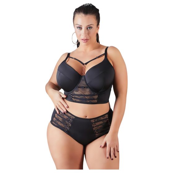 Cottelli Plus Size - čipkovaná podprsenka s ramienkami (čierna)