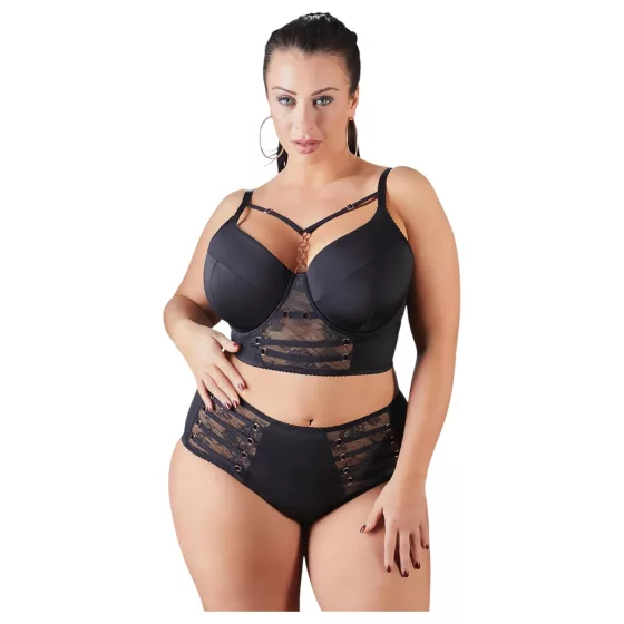 Cottelli Plus Size - čipkovaná podprsenka s remienkami (čierna) - 85E