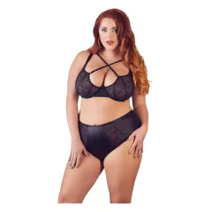   Cottelli Plus Size - Podprsenka a nohavičky s krížovými ramienkami (čierne)