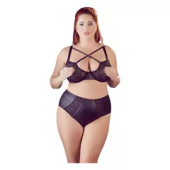   Cottelli Plus Size - Podprsenka a nohavičky s krížovými ramienkami (čierne)