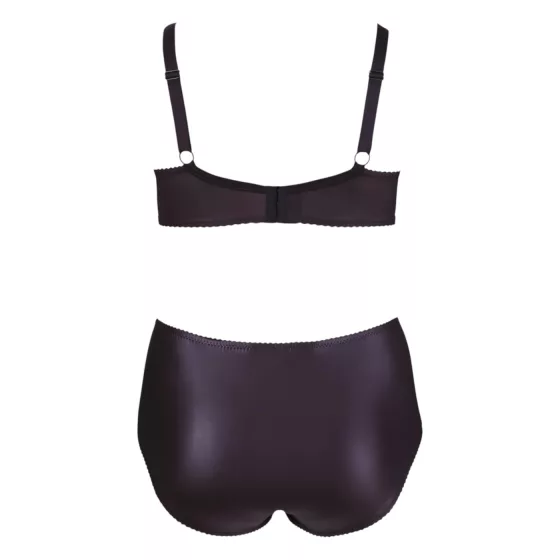 Cottelli Plus Size - Podprsenka a nohavičky s krížovými ramienkami (čierne)