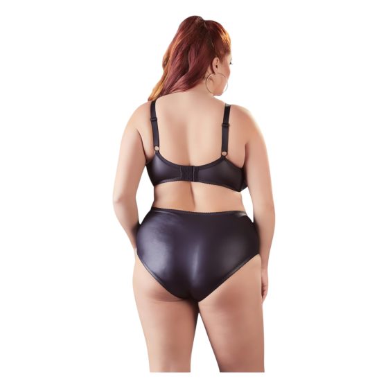 Cottelli Plus Size - Podprsenka a nohavičky s krížovými ramienkami (čierne)