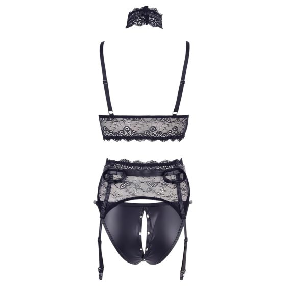 Cottelli Bondage - čipková spodná bielizeň so putami (čierna)
