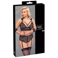   Cottelli Bondage Plus Size - čipkovaná podprsenka sada (čierna)