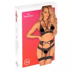   / Obsessive Alessya - čipkovaná spodná bielizeň súprava (čierna) - M/L