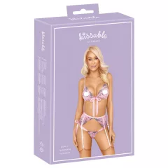   Kissable - erotická súprava bielizne s ružovou výšivkou - ružová