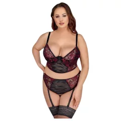   Cottelli - plus size erotická súprava - podprsenka a nohavičky - červená