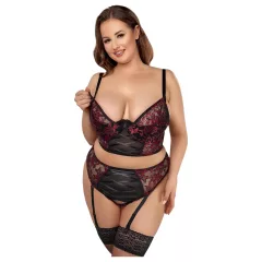   Cottelli - plus size erotická súprava - podprsenka a nohavičky - červená