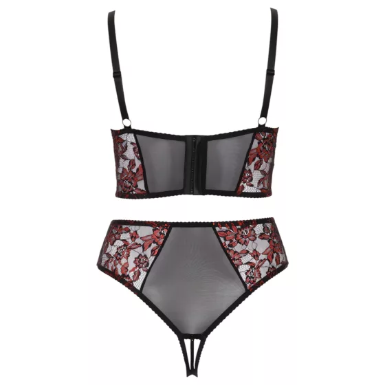 Cottelli - plus size erotická súprava - podprsenka a nohavičky - červená