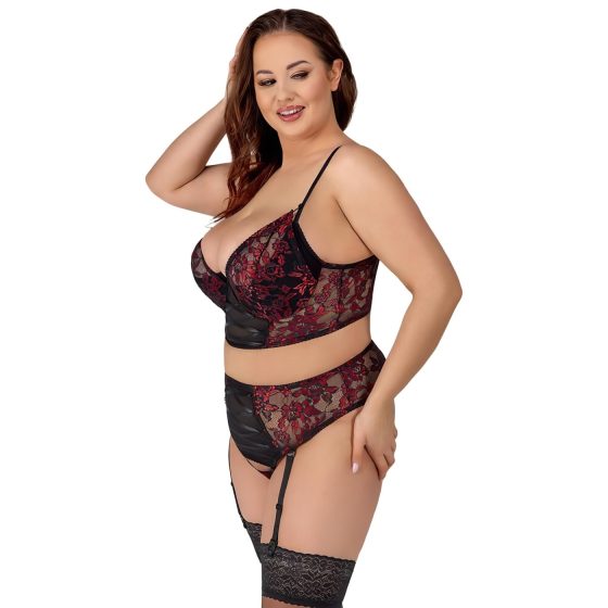 Cottelli - plus size erotická súprava - podprsenka a nohavičky - červená - 90C/XL