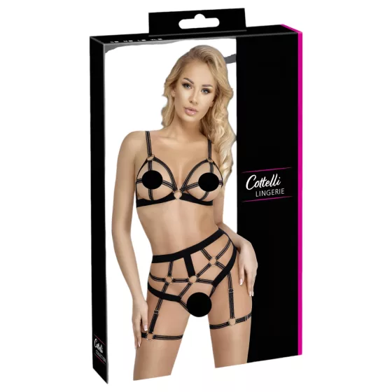 Cottelli - dvojdielny body postroj - čierny