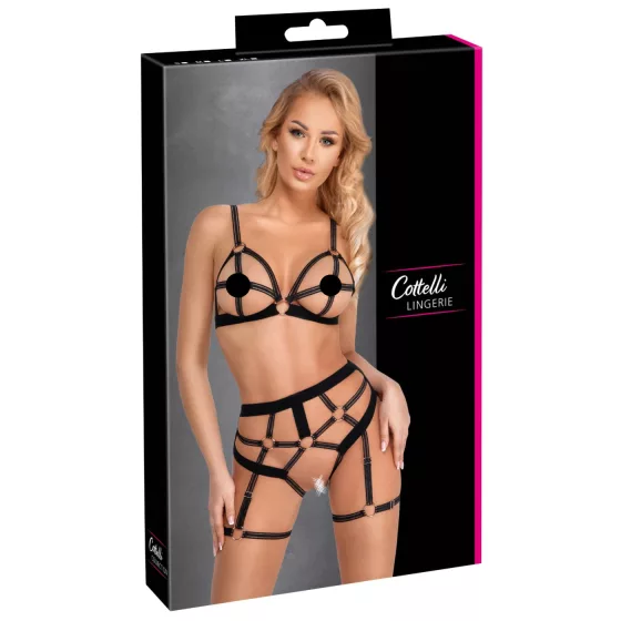 Cottelli - dvojdielny body postroj - čierny