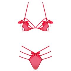   Obsessive - dámska spodná bielizeň set s mašľou - červená