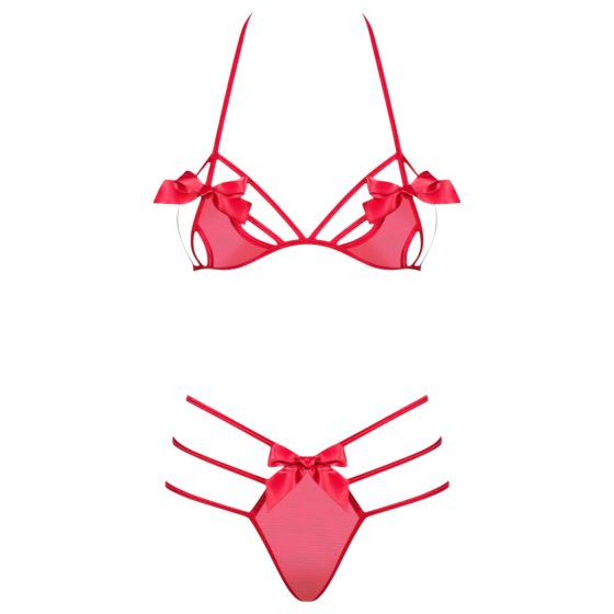 Obsessive - dámska spodná bielizeň set s mašľou - červená