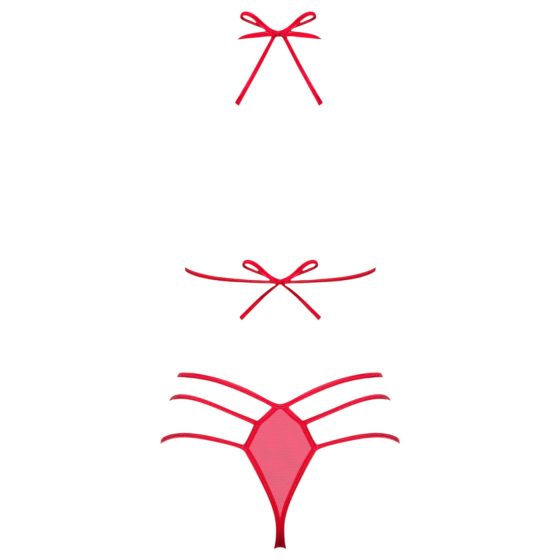 Obsessive - dámska spodná bielizeň set s mašľou - červená