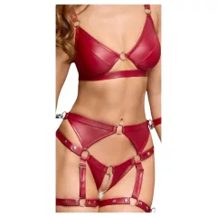   Cottelli Bondage - Lesklý set podprsenky a putá (červené)