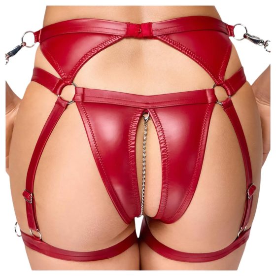 / Cottelli Bondage - Lesklý set podprsenky a putá (červené)
