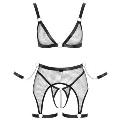   Cottelli Bondage - priehľadný sieťovaný set s reťazami (čierny)