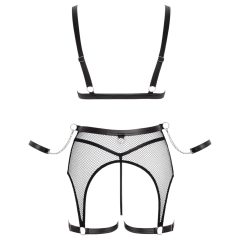   Cottelli Bondage - priehľadný sieťovaný set s reťazami (čierny)