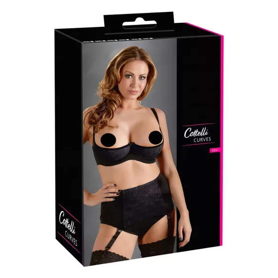 Cottelli Plus Size - podprsenka na nadvihnutie pŕs (čierna)