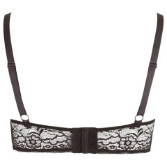   / Cottelli Plus Size - pásikový, krúžkový zdvihák na prsia (čierny)