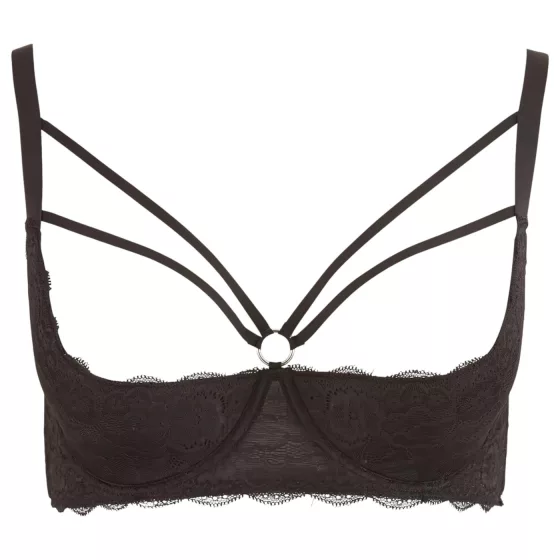 Cottelli Plus Size - podprsenka na ramienka s krúžkami - čierna - 95E