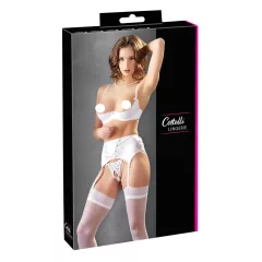   Cottelli - podprsenkový set s čipkou a šnurovaním - biela - 80C/M