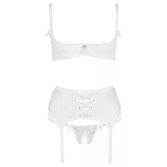 Cottelli - podprsenkový set s čipkou a šnurovaním - biela - 85C/L