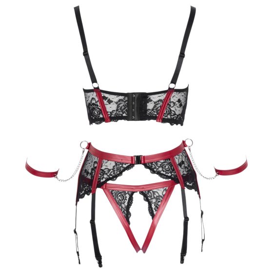 Cottelli Bondage - Matný čipkový set podprseniek (červený)
