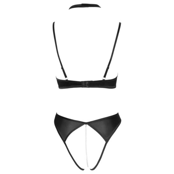 Cottelli - čipkovaný set s pásom na krk (čierny)
