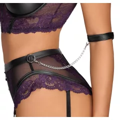   Cottelli Bondage - podprsenková súprava a putá na ruky (čierno‑fialová)