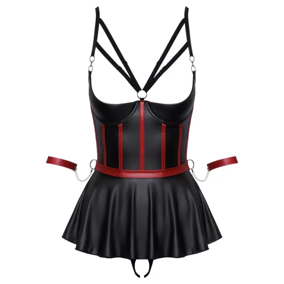 Cottelli Bondage - lesklá súprava s putami na ruky - čierna - 80B/M