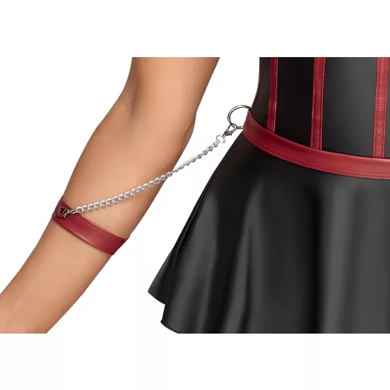 Cottelli Bondage - lesklá súprava a putá na ruky (čierne) - 85B/L