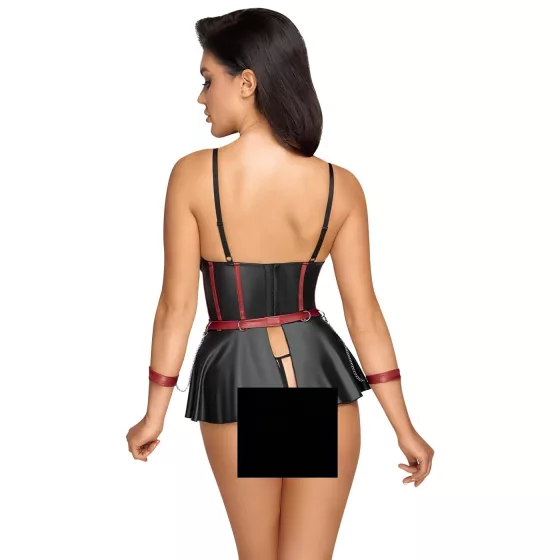 Cottelli Bondage - lesklá súprava s putami na ruky - čierna - 85B/L