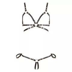 Cottelli Bondage - lesklý body postroj bikini - čierna