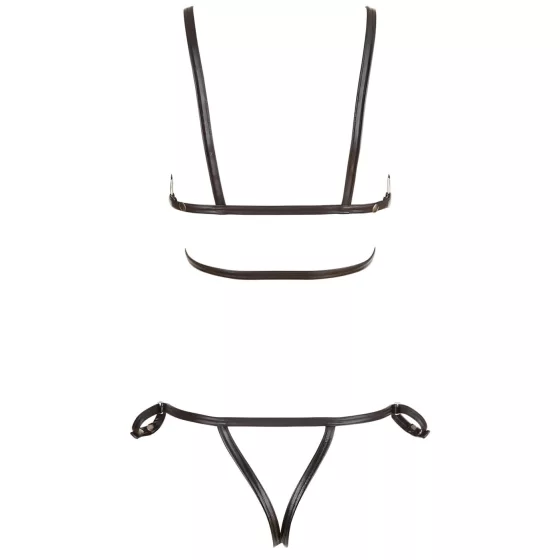 Cottelli Bondage - lesklý body postroj bikini - čierna - M