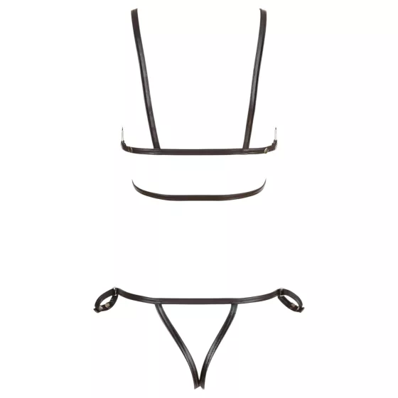 Cottelli Bondage - lesklý body postroj bikini - čierna - XL