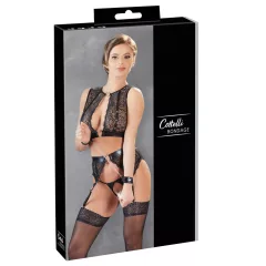   Cottelli Bondage - erotická čipkovaná súprava spodnej bielizne - 4 diely