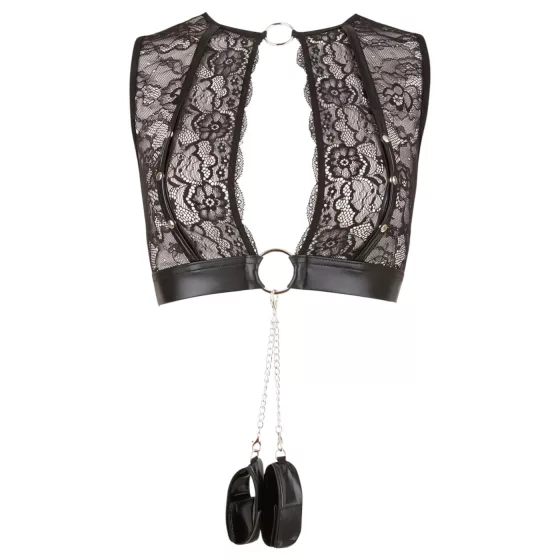 Cottelli Bondage - erotická čipkovaná súprava spodnej bielizne - 4 diely - L