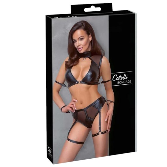 Cottelli Bondage - Sieťový podprsenkový set (čierny)