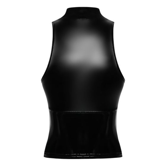Noir - lesklý top na zips (čierny)