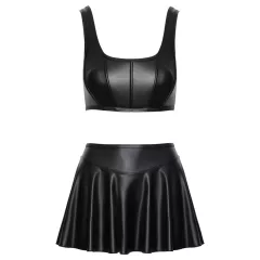   Cottelli - matný šnurovací top a minisukňový set (čierny)