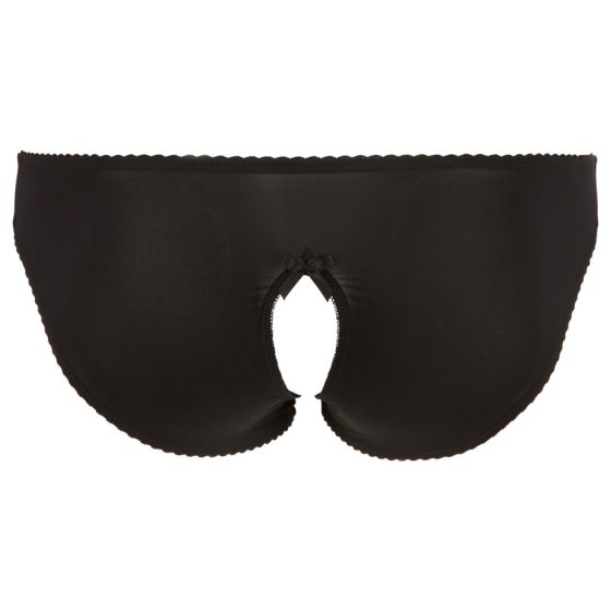 Cottelli Plus Size - čipkované otvorené nohavičky (čierne)