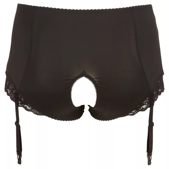 Cottelli Plus Size - otvorené nohavičky s podväzkami (čierne)