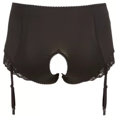   Cottelli Plus Size - otvorené nohavičky s podväzkami (čierne) - 3XL