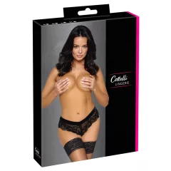  Cottelli Party - dámske čipkované nohavičky s retiazkou - čierne - M