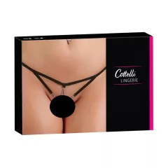   Cottelli - dámske otvorené tangá so štrasmi - čierne - M/L