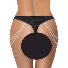 Cottelli - luxus vyšívané perlové tangá (čierne)