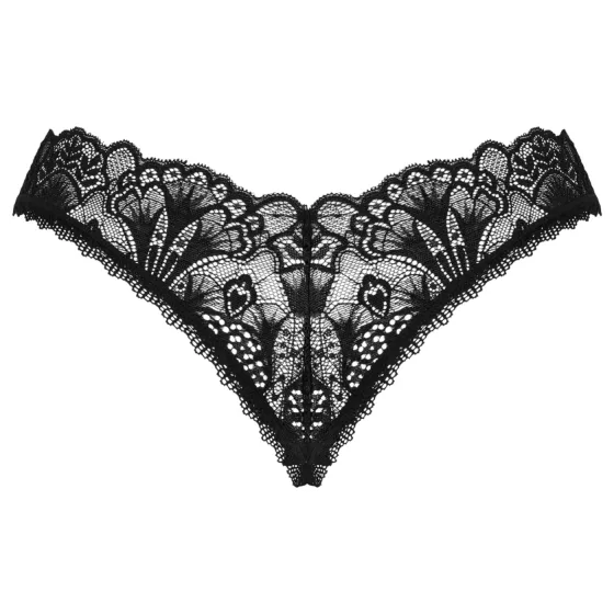 Obsessive - tangá s otvorom - čipkované - čierne - XL/XXL