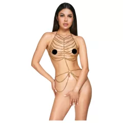 Cottelli - erotický body s reťazami - zlatá farba